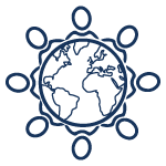 Icon of figures circled around a globe
