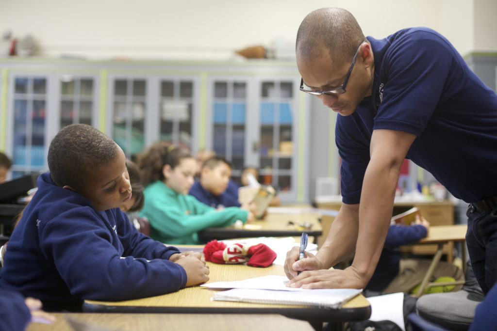 Teacher and student at Bay Area KIPP school